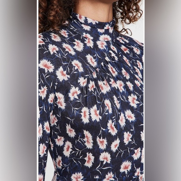 NWT! Designer! Rebecca Taylor Women's Long Sleeve Fleur Turtleneck Dress, Size M - Picture 4 of 12